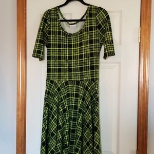 L Lularoe highlighter green plaid Nicole